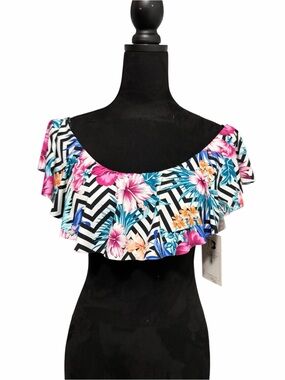 Tinibikini Floral Ruffle Swim Top